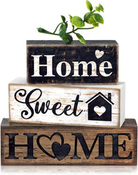Moucuny 4 Pcs Farmhouse Wooden Tabletop Decor Farmhouse Tiered Tray Decor