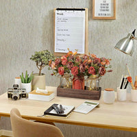 3 Pcs Mason Jar Centerpiece Table Decorations for Dining Table Decor Farmhouse Coffee Table Decor with Wood Tray and Led Light Table